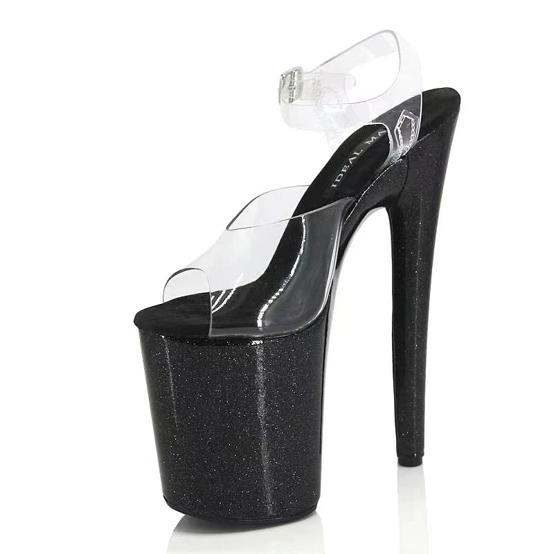 IDEAL MA Catwalk High Heels, 20cm Stage Night Club Sandal, Shining Performance Pole Dancing Shoes