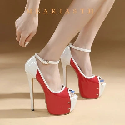 Sexy Peep Toe Party Club Strip Pole Dance Ultra 16cm High Heels Platform Pumps Fashion Stiletto Wedding Banquet Shoes Women Red