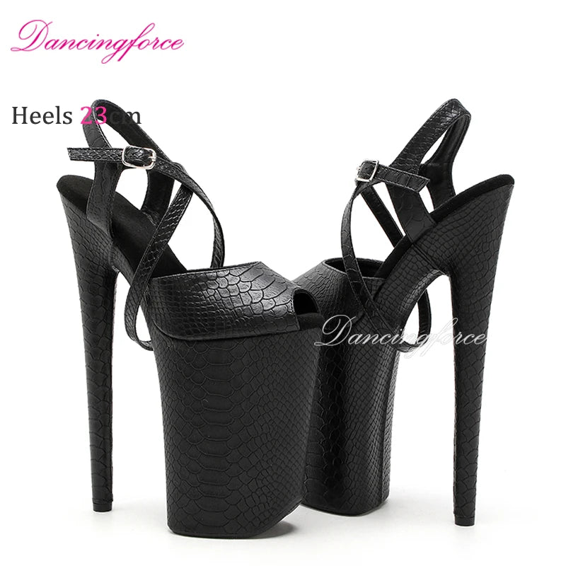 Dancingforce 9Inch/23cm Pole Dance Shoes Suede Platform Party High Heels Stripper Heel Shoes Women Modern Sandals