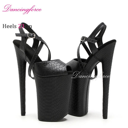 Dancingforce 9Inch/23cm Pole Dance Shoes Suede Platform Party High Heels Stripper Heel Shoes Women Modern Sandals