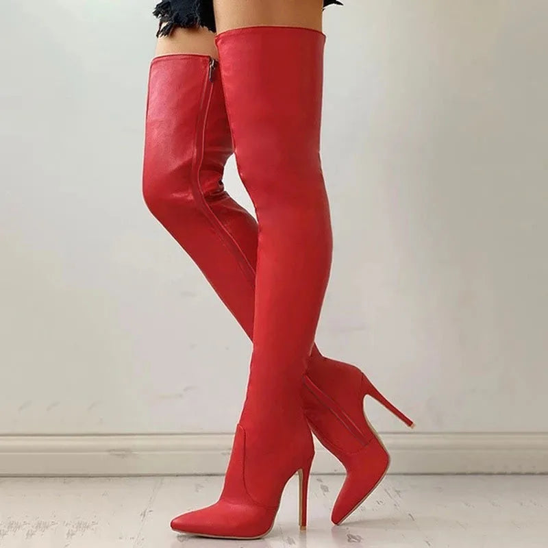 Women Boots New PU Sexy Over The Knee Long Boots Sexy Thin High Heel Boots Platform Women Shoes Zapatos Mujer Botas ladies