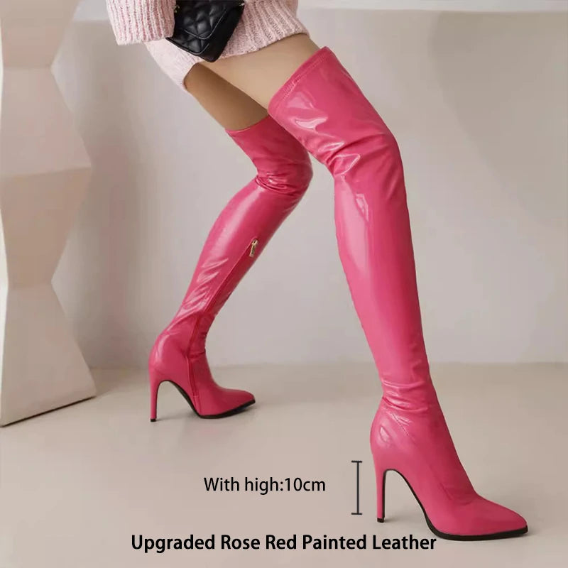 Ods  Sexy Black Over The Knee Boots For Women Side Zip Thigh High Boots Female Shoes Botas Mujer Invierno Female Colors Big43 45