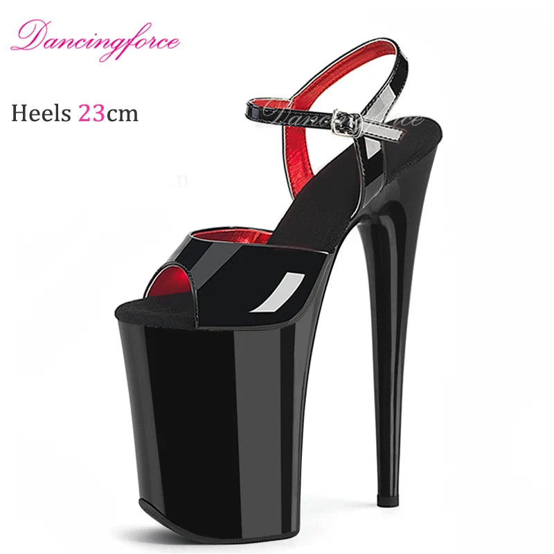 Sexy Crossdresser 23CM/9inches Ultra High Thin Heels Platform Cosplay Pole Dance Sandals Women Wedding Shoes