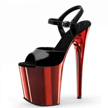 8 Inches High Heels Sexy Fetish transparent Gold 10-12Big Size 20cm Sandals Exotic platform pole Dance Stripper Dress Queen club