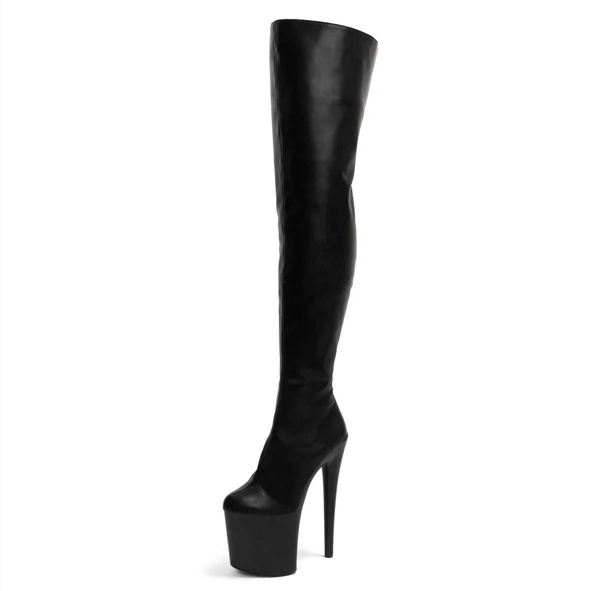 Sexy Punk Pole Dance Over The Knee Boots 8 Inch High 20cm Stripper Heels Long Fetish Shoes Gothic Combat Platform Women's Black