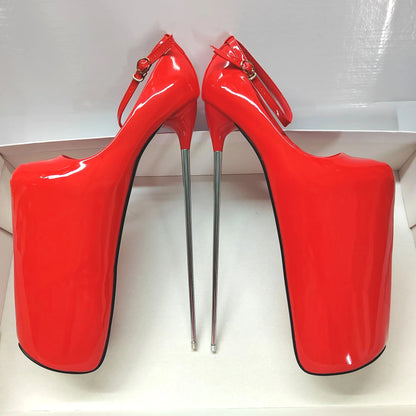 Pole Dance High Heels 19/22/30cm Extreme Platform Women Pumps Metal Heel Ankle Buckle Size 50 Pink Green Woman Wan Leisure Heels