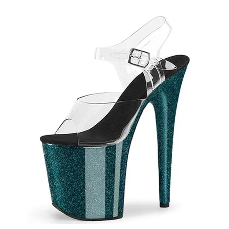 IDEAL MA Catwalk High Heels, 20cm Stage Night Club Sandal, Shining Performance Pole Dancing Shoes