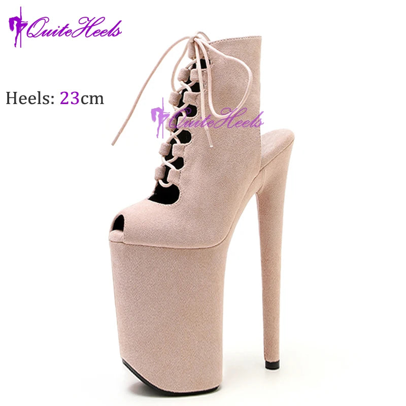 New Luminous 23CM/9Inch Gladiator Women Ankle Boots Sexy Fetish Exotic Stripper Heels Platform  Pole Dance Roman Shoes