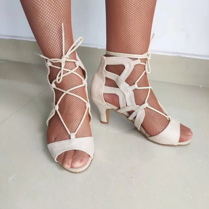 Lady Flannel Heel Dance Shoes Woman Ballroom Latino Dance Boots Girls Salsa Dancing Shoes Dancing Women DIY Bar Party Dance Shoe
