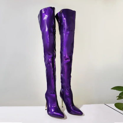 YULILIA 2026 new style pole dance patent leather high heel over knee boots thigh boots woman women's nightclub girl party lady