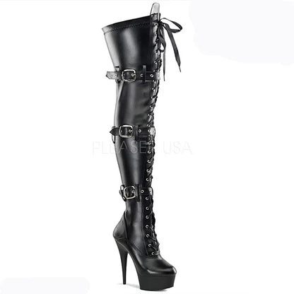 Auman Ale Night Club Party Queen Boots Over The Knee Boots High Heels Women Boots Sexy Plus Size 46 Thin Heels Shoes A-034