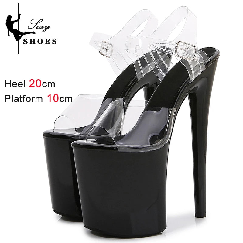 Crystal Rransparent High Stripper Heeled Platform Sandals Bride Gothic 8Inches Nightclub Pole Dance Shoes Peep Toe Zapatos Mujer