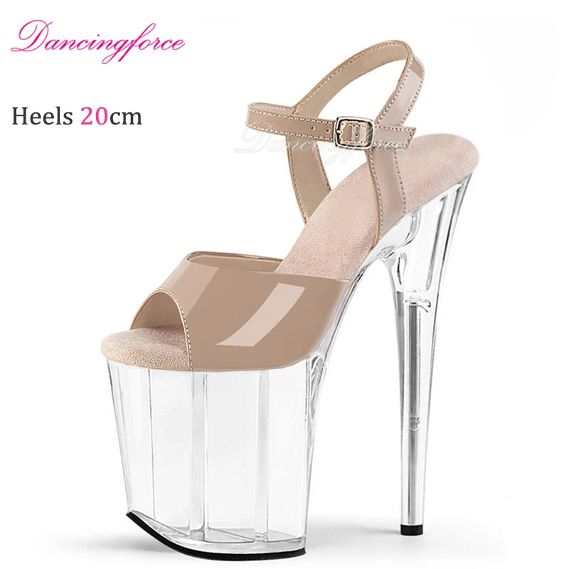 20CM  New Fashion Platform High Heel Sandals For Woman Summer Ankle StrapStiletto Nightclub Model Stage Shoes