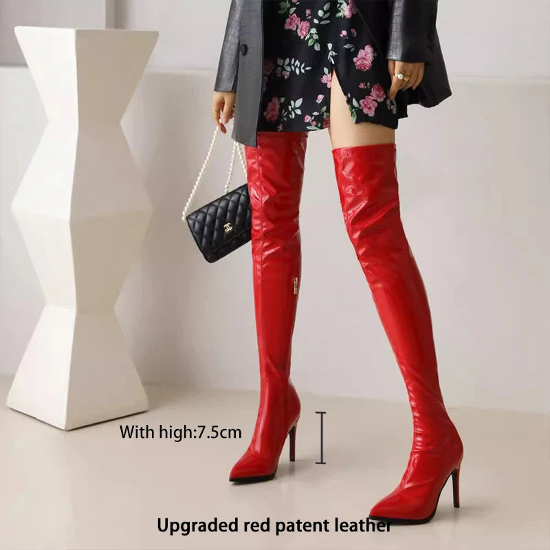 Ods  Sexy Black Over The Knee Boots For Women Side Zip Thigh High Boots Female Shoes Botas Mujer Invierno Female Colors Big43 45