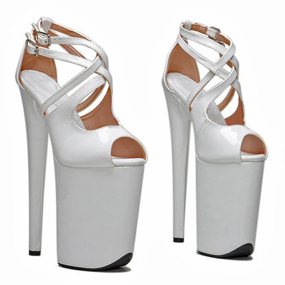 Leecabe 23CM/9inches PU upper Open Toe  Platform Sexy  High Heels Sandals Pole Dance shoes