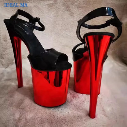 Sexy Fetish 8Inches Dress Platform Sandals Peep Toe Pole Dance Shoes 20cm Women Stripper Models Show Nightclub Exotic Bride Shoe