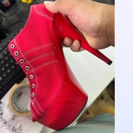 15cm Nightclub high heel pole dancing shoes with denim upper open toe canvas single shoes for female models size 34-46