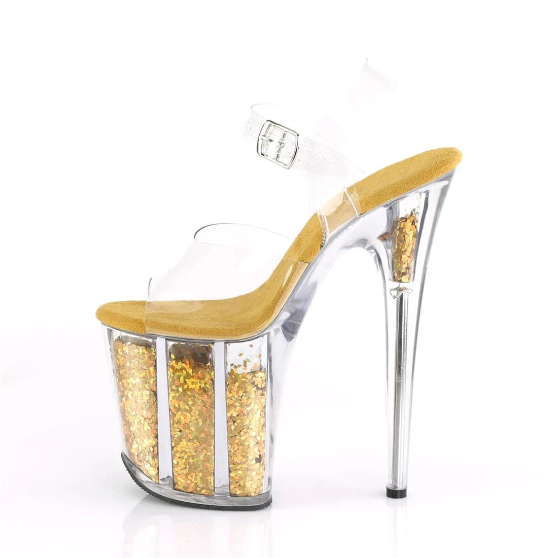 Summer Crystal PVC Women's Shoes Steel Pipe Dance Sandals 20CM Thin High Heels Stiletto Plus Size Sequins Platforms Pumps