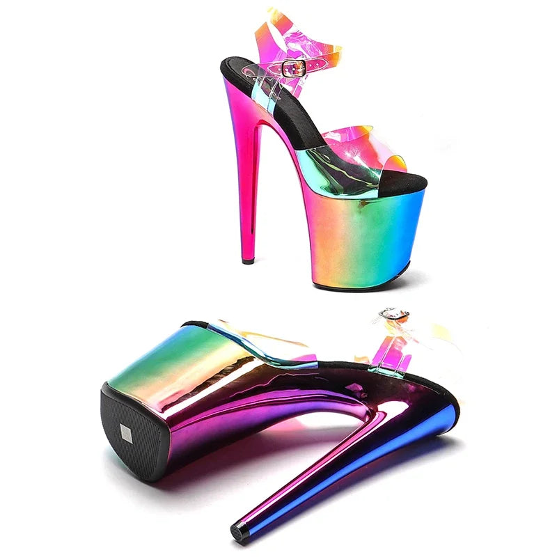 Leecabe 20cm/ 8inches TPU upper  fashion sexy  platform high heel   sandals stripper heel  pole dance shoes