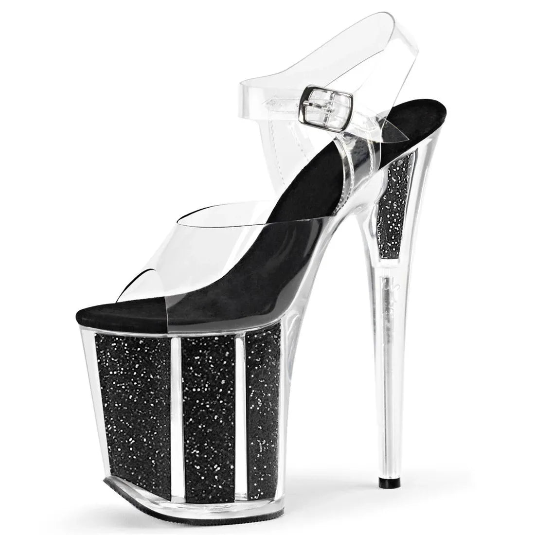 Summer Crystal PVC Women's Shoes Steel Pipe Dance Sandals 20CM Thin High Heels Stiletto Plus Size Sequins Platforms Pumps