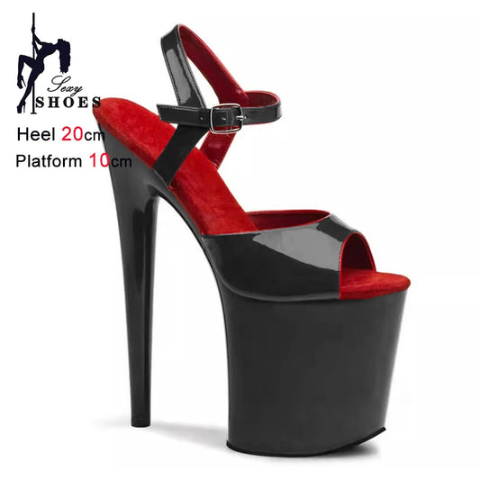 High-Heeled Pole Dance Shoes Platform High Heel Sandals For Woman Summer Ankle Strap 20CM Stiletto Nightclub Model Stage Shoes