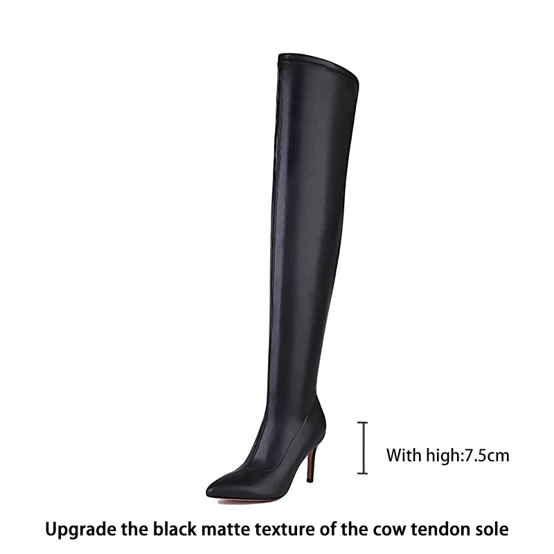 Ods  Sexy Black Over The Knee Boots For Women Side Zip Thigh High Boots Female Shoes Botas Mujer Invierno Female Colors Big43 45