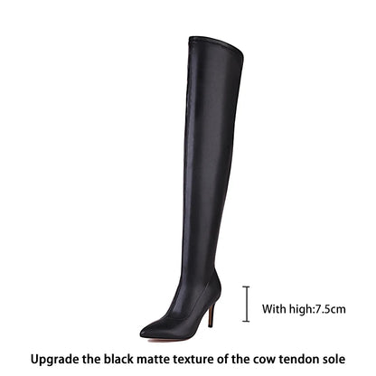 Ods  Sexy Black Over The Knee Boots For Women Side Zip Thigh High Boots Female Shoes Botas Mujer Invierno Female Colors Big43 45