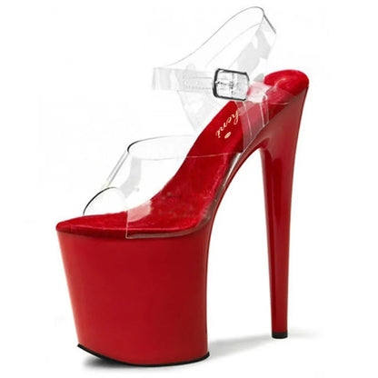 Exotic Crystal Rransparent High Stripper Heeled Platform Sandals Bride Gothic 8 Inches Nightclub Pole Dance Shoes Peep Toe Sexy