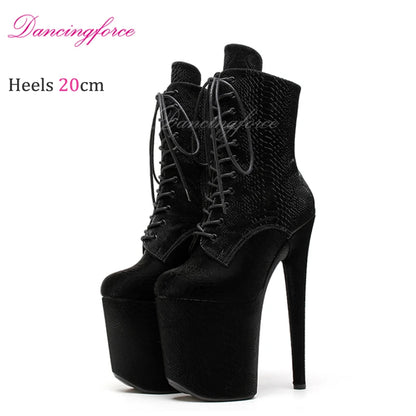 In Stock Sexy 20cm 8' Super High Heels Platform Stripper Ankle Boots Roman Gladiator Pole Dance Shoes Women