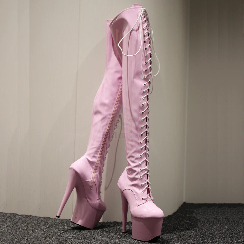 7''High Heel Stiletto Platform Thigh High Boots Exotic Pole Dance Heels Over Knee Boots