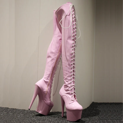 7''High Heel Stiletto Platform Thigh High Boots Exotic Pole Dance Heels Over Knee Boots