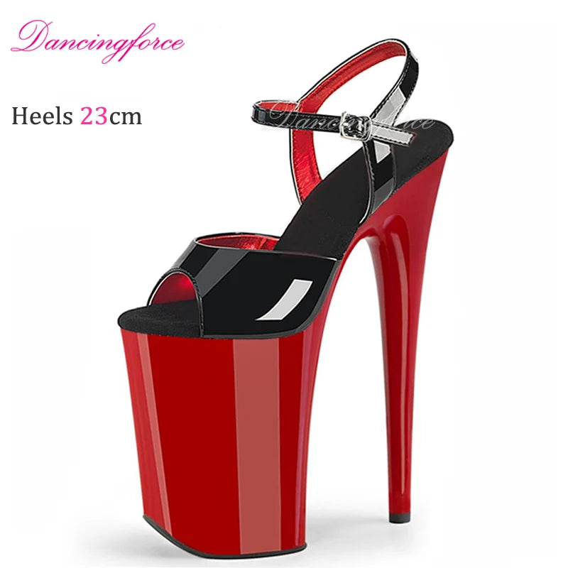 Sexy Crossdresser 23CM/9inches Ultra High Thin Heels Platform Cosplay Pole Dance Sandals Women Wedding Shoes