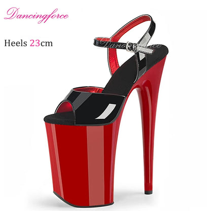 Sexy Crossdresser 23CM/9inches Ultra High Thin Heels Platform Cosplay Pole Dance Sandals Women Wedding Shoes