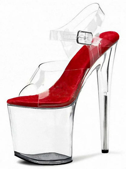 Exotic Crystal Rransparent High Stripper Heeled Platform Sandals Bride Gothic 8 Inches Nightclub Pole Dance Shoes Peep Toe Sexy