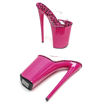 Leecabe  26CM/10inches Clear PVC Upper  sexy exotic High Heel platform party slipper sandals stripper heel  Pole Dance shoes