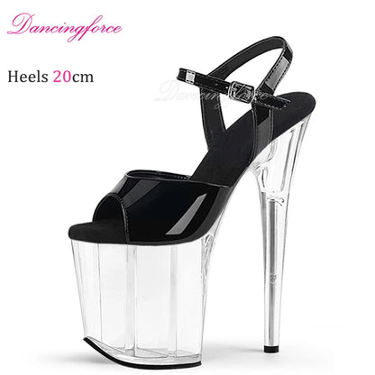 20CM  New Fashion Platform High Heel Sandals For Woman Summer Ankle StrapStiletto Nightclub Model Stage Shoes