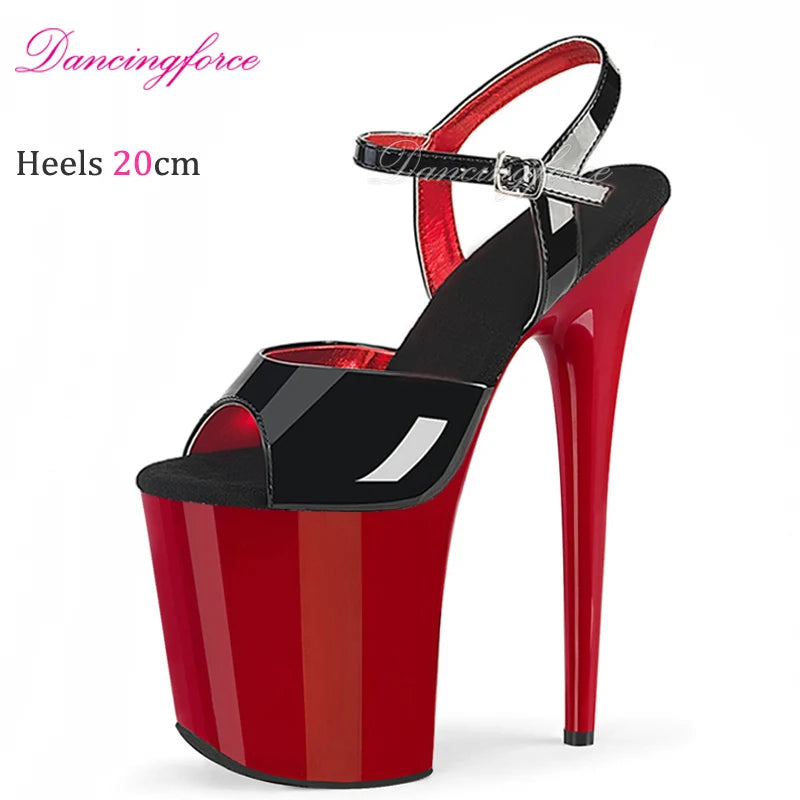 20cm 8Inches Mirror Stripper Platform High Heels Sandals Exotic Heel Pole Dance Shoes Women Open toe