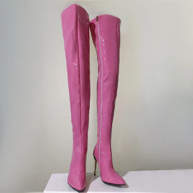 YULILIA 2026 new style pole dance patent leather high heel over knee boots thigh boots woman women's nightclub girl party lady