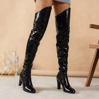 Sexy Women Over The Knee Boots High Heels Party Shoes Winter Luxury Long Boots New Dress Pumps Motorcycle Boots Mujer Snow Botas