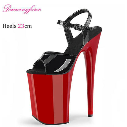 Sexy Crossdresser 23CM/9inches Ultra High Thin Heels Platform Cosplay Pole Dance Sandals Women Wedding Shoes