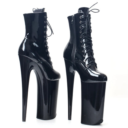 10" Heel And 6 3/4"(26CM) Platform Extreme High Heels Pole Dancing Lace Up Ankle Boots In Stock