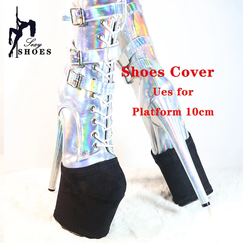 Heel Height 15 17 20 23 26cm Durable Black Shoes Cover Protect Platform Pole Dancing Boots Wear-Resist Protection Cover Sandals