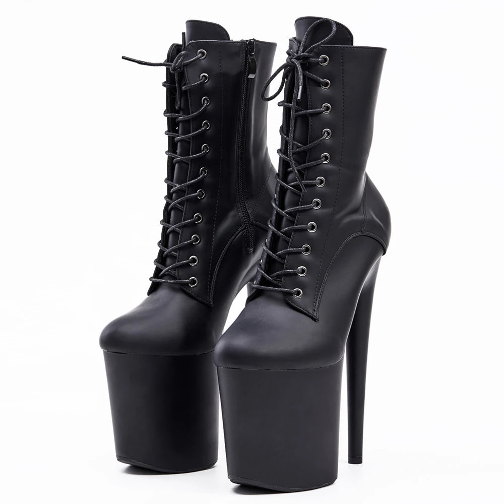 Stripper 8" Platform Lace Up Cтрипы Pole Dance Ankle High Boots In Stock Fast Shipping Size36-43 - Grande Heels