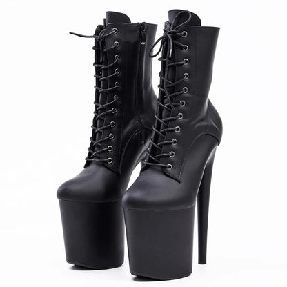 Stripper 8" Platform Lace Up Cтрипы Pole Dance Ankle High Boots In Stock Fast Shipping Size36-43 - Grande Heels