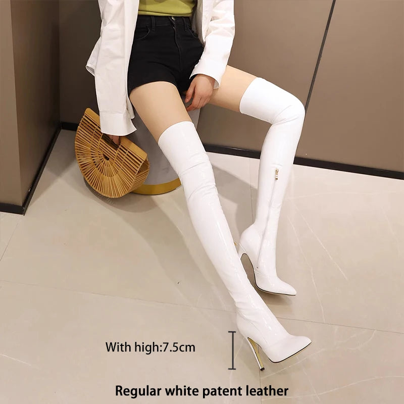 Ods  Sexy Black Over The Knee Boots For Women Side Zip Thigh High Boots Female Shoes Botas Mujer Invierno Female Colors Big43 45