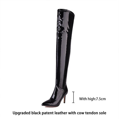 Ods  Sexy Black Over The Knee Boots For Women Side Zip Thigh High Boots Female Shoes Botas Mujer Invierno Female Colors Big43 45