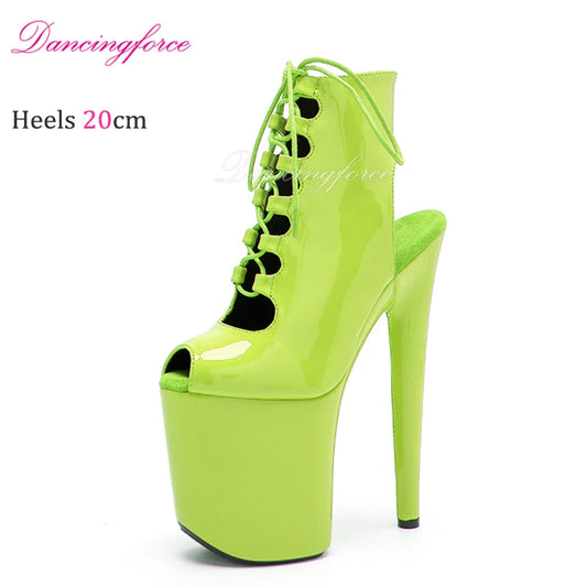In Stock Sexy 20cm 8' Super High Heels Platform Stripper Ankle Boots Roman Gladiator Pole Dance Shoes Women