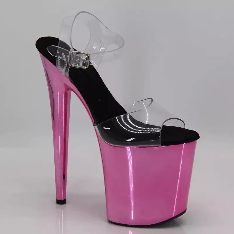 Sexy Fetish 8Inches Dress Platform Sandals Peep Toe Pole Dance Shoes 20cm Women Stripper Models Show Nightclub Exotic Bride Shoe