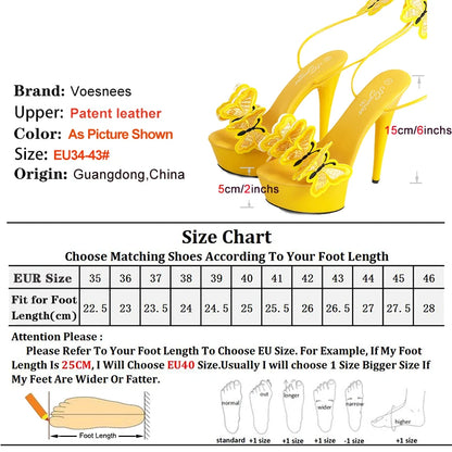 15CM Stiletto Butterfly Lace-up Pole Dance Shoes Women Platform Designer Summer Ankle Strap Party Sandals Summer Stripper Heels