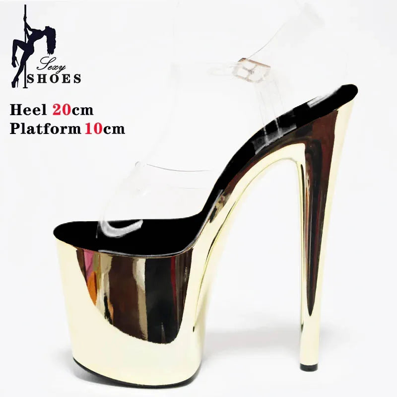 Peep Toe Pole Dance Shoes 8inch Women Stripper Models Show Nightclub Exotic Bride ShoeSexy Fetish 8Inches Dress Platform Sandals